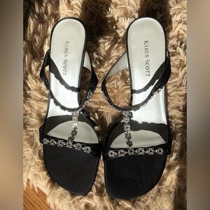 Karen Scott Elegant Black Sandals with Sparkling Accents